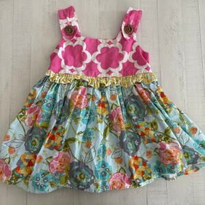 Cheeky Plum Pink Floral Tunic Size 6 100%Cotton VGUC Spring Summer Twirl Cottage